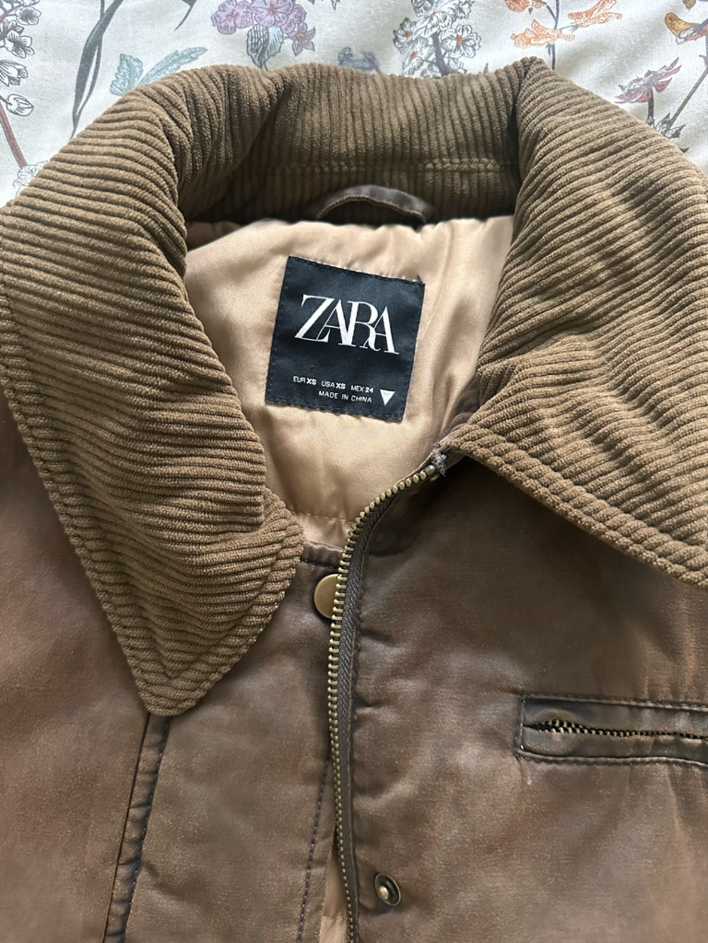 Zara Brown Corduroy-Collar Bomber Jacket - Picture 3 of 4
